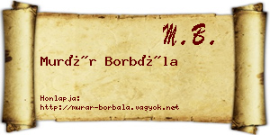 Murár Borbála névjegykártya
